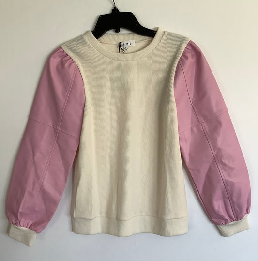 Top Long Sleeve By Thml In Cream & Pink, Size: S