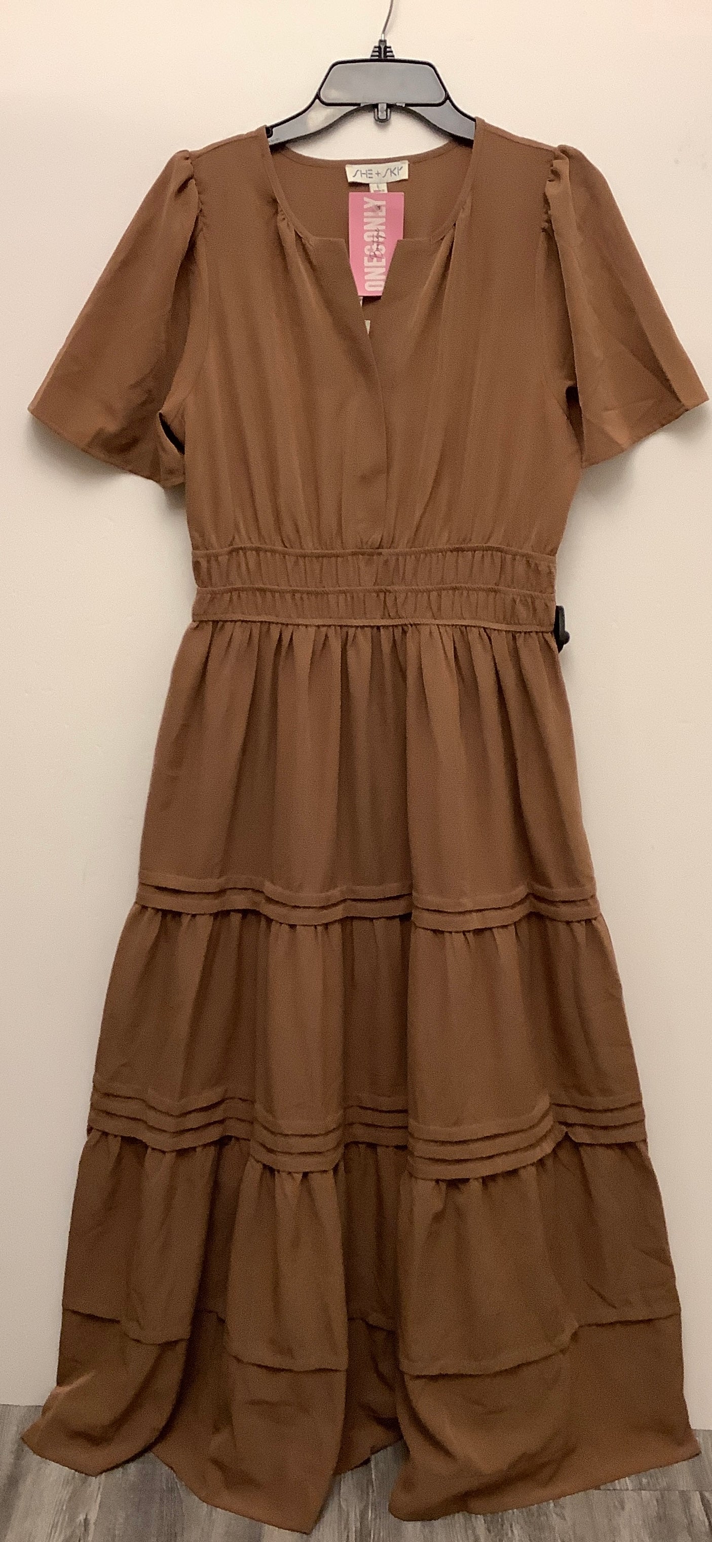 Dress Casual Midi By She + Sky In Brown, Size: L