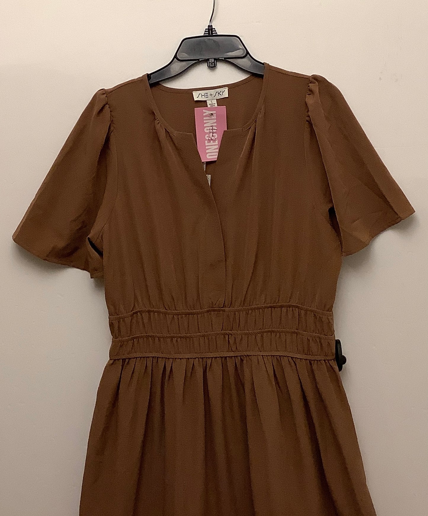 Dress Casual Midi By She + Sky In Brown, Size: L