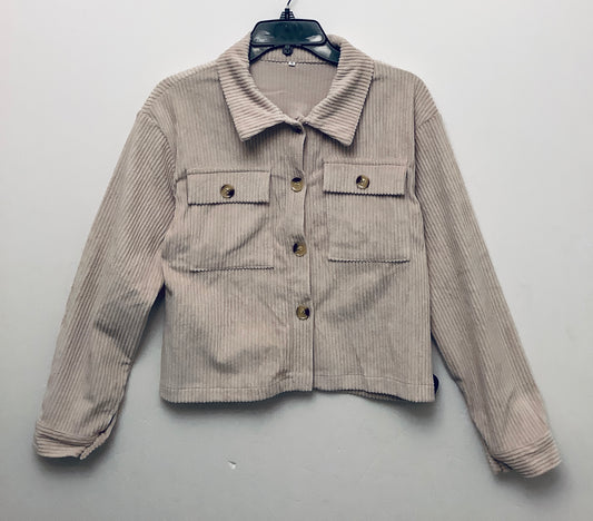 Jacket Shirt By Clothes Mentor In Tan, Size: S