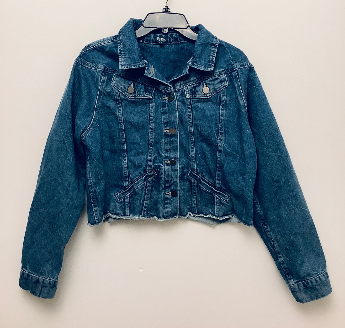 Jacket Denim By Reba In Blue Denim, Size: L