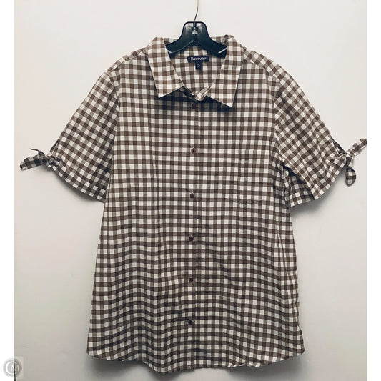 Top Short Sleeve By Romans In Checkered Pattern, Size: 2x