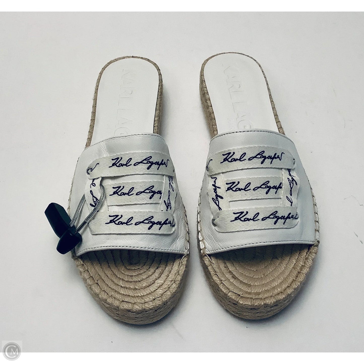 Sandals Designer By Karl Lagerfeld In White, Size: 9