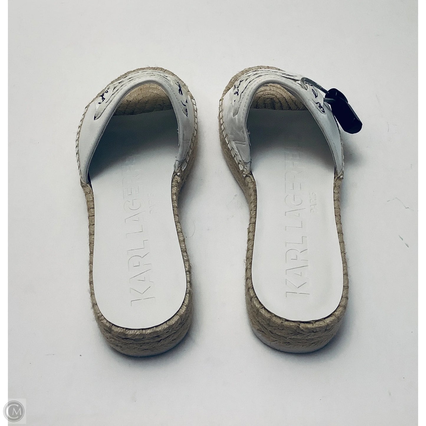 Sandals Designer By Karl Lagerfeld In White, Size: 9