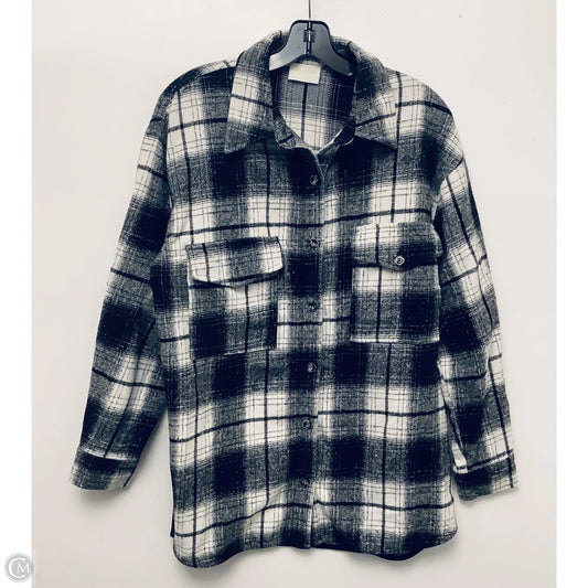 Jacket Shirt By Clothes Mentor In Black & White, Size: L