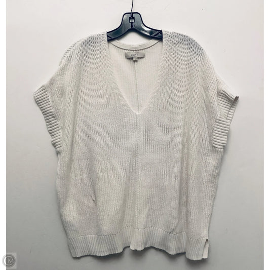 Sweater Short Sleeve By Loft In White, Size: L