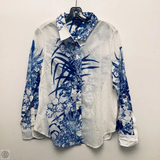Top Long Sleeve By Tommy Hilfiger In Blue & White, Size: L
