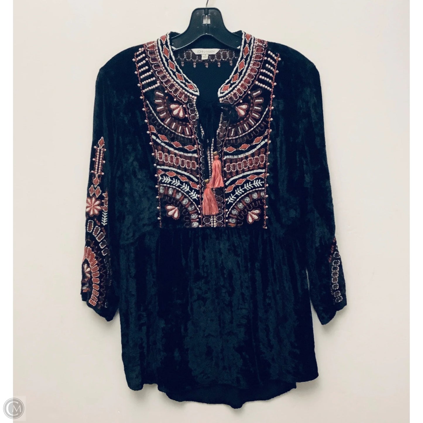 Top Long Sleeve By John Mark In Black, Size: S