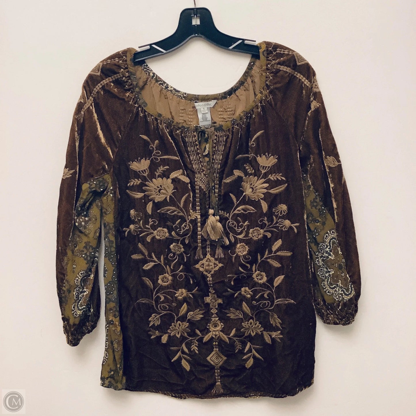 Top Long Sleeve By John Mark In Brown, Size: S