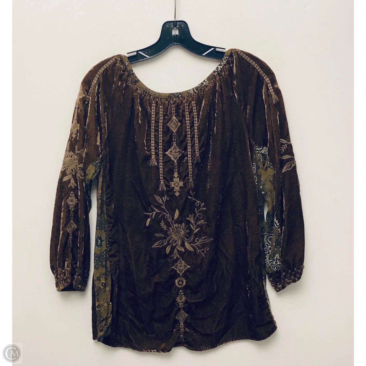 Top Long Sleeve By John Mark In Brown, Size: S