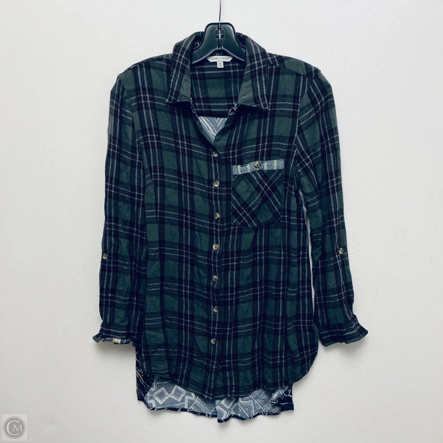 Top Long Sleeve By John Mark In Plaid Pattern, Size: S