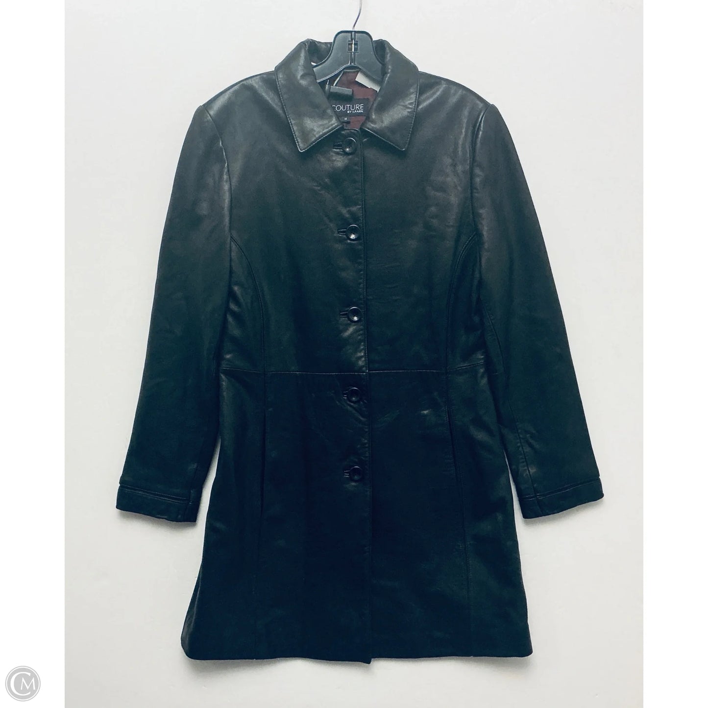 Coat Leather By Clothes Mentor In Black, Size: M