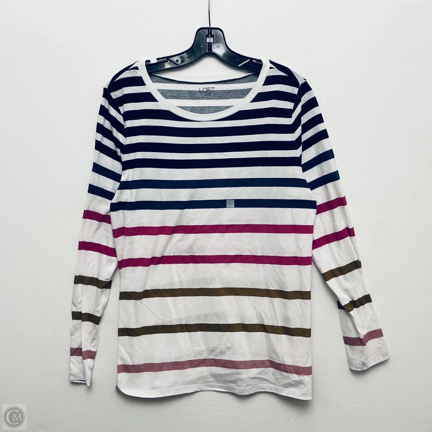 Top Long Sleeve Basic By Loft In Striped Pattern, Size: L