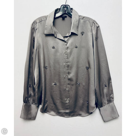 Top Long Sleeve By Ann Taylor In Grey, Size: M