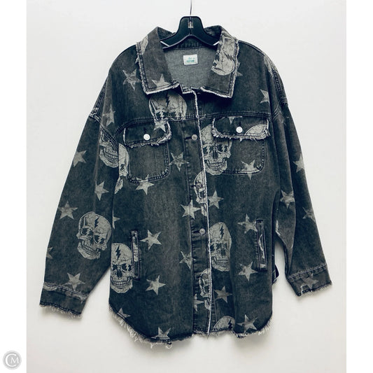Jacket Shirt By Clothes Mentor In Black Denim, Size: L
