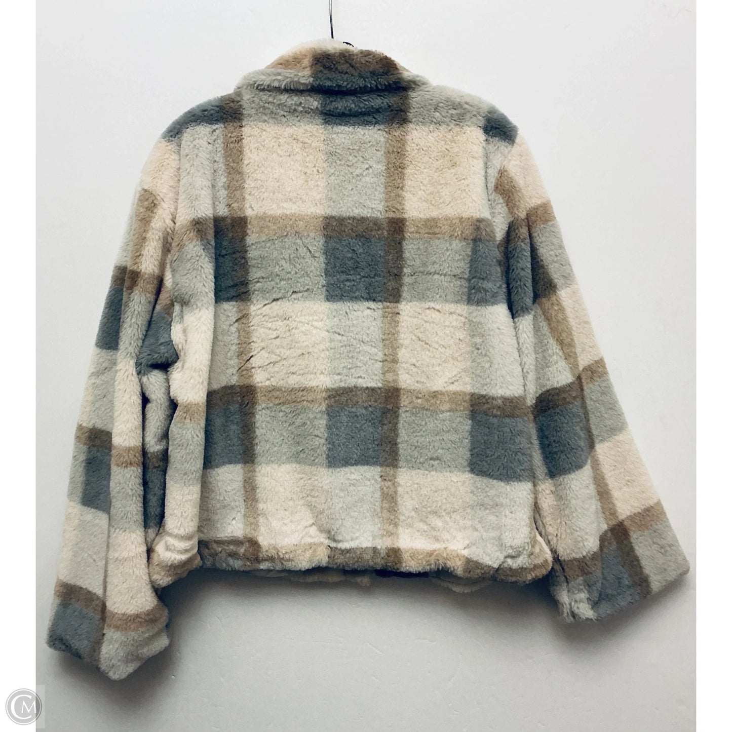 Coat Faux Fur & Sherpa By Vici In Brown & Grey, Size: L
