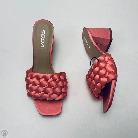 Sandals Heels Block By Soda In Pink, Size: 8.5
