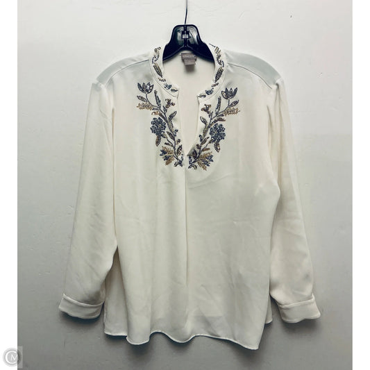 Top Long Sleeve By Chicos In White, Size: L