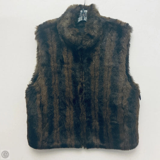 Vest Faux Fur & Sherpa By Clothes Mentor In Brown, Size: L