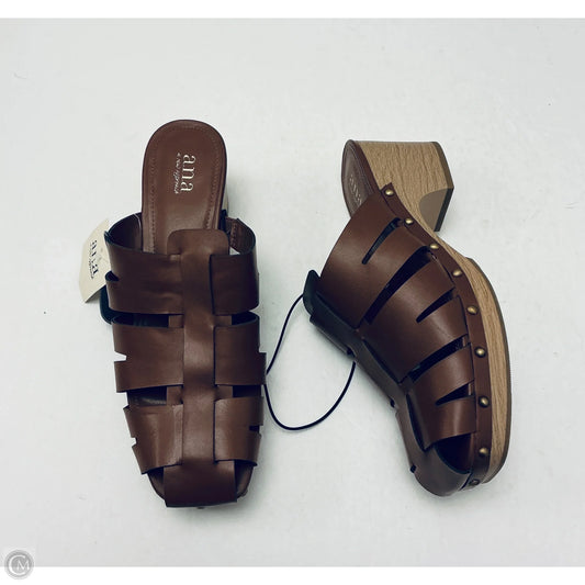 Sandals Heels Block By Ana In Brown, Size: 11