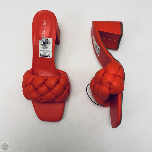 Sandals Heels Block By Nine West In Red, Size: 10