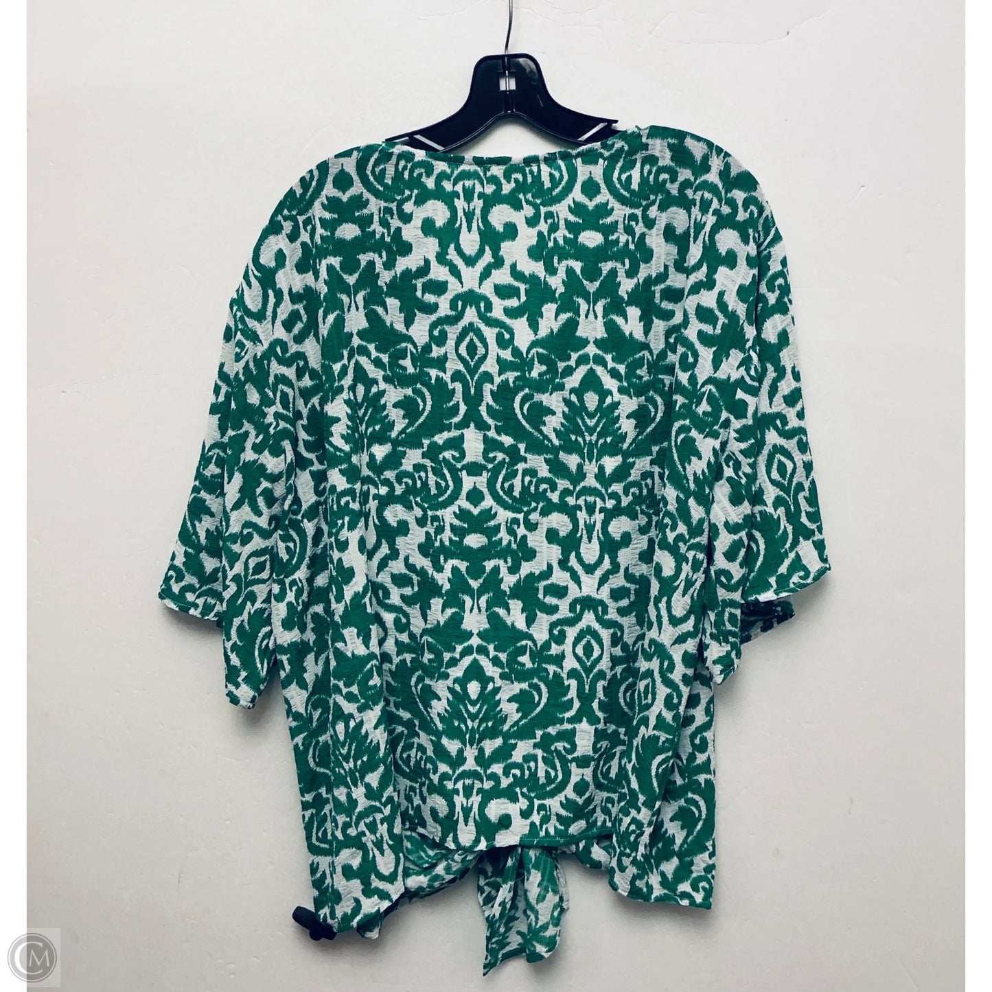 Top Short Sleeve By Tamara H In Green & White, Size: 2x
