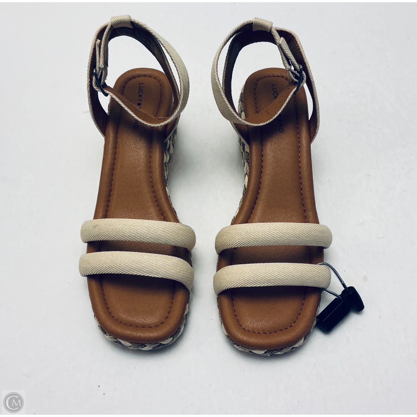 Sandals Heels Platform By Lucky Brand In Brown & Cream, Size: 10