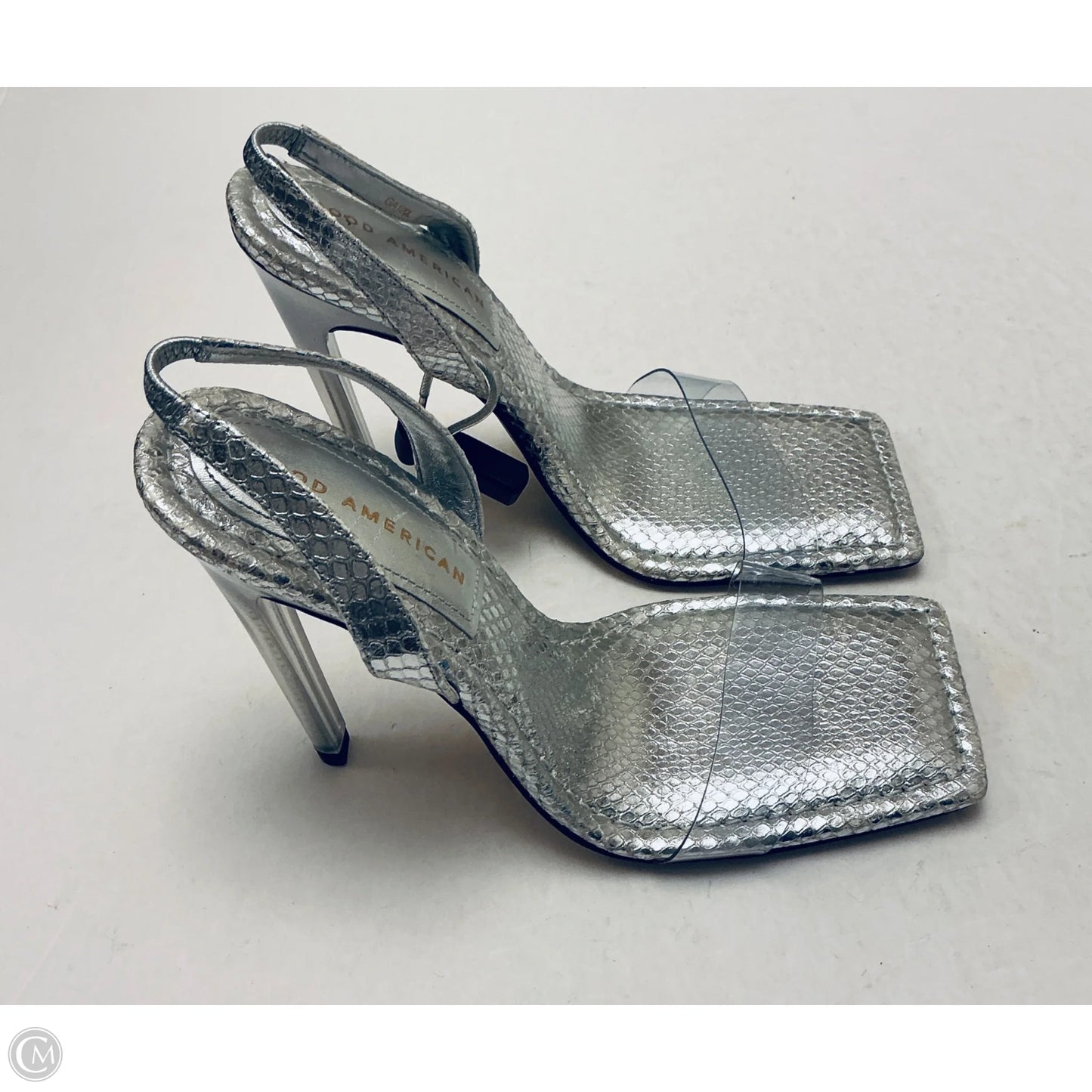 Shoes Heels Stiletto By Good American In Silver, Size: 8