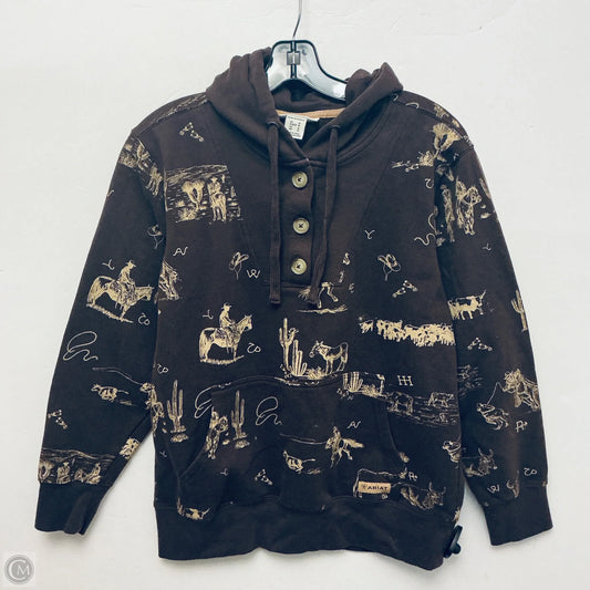 Sweatshirt Hoodie By Ariat In Brown, Size: M