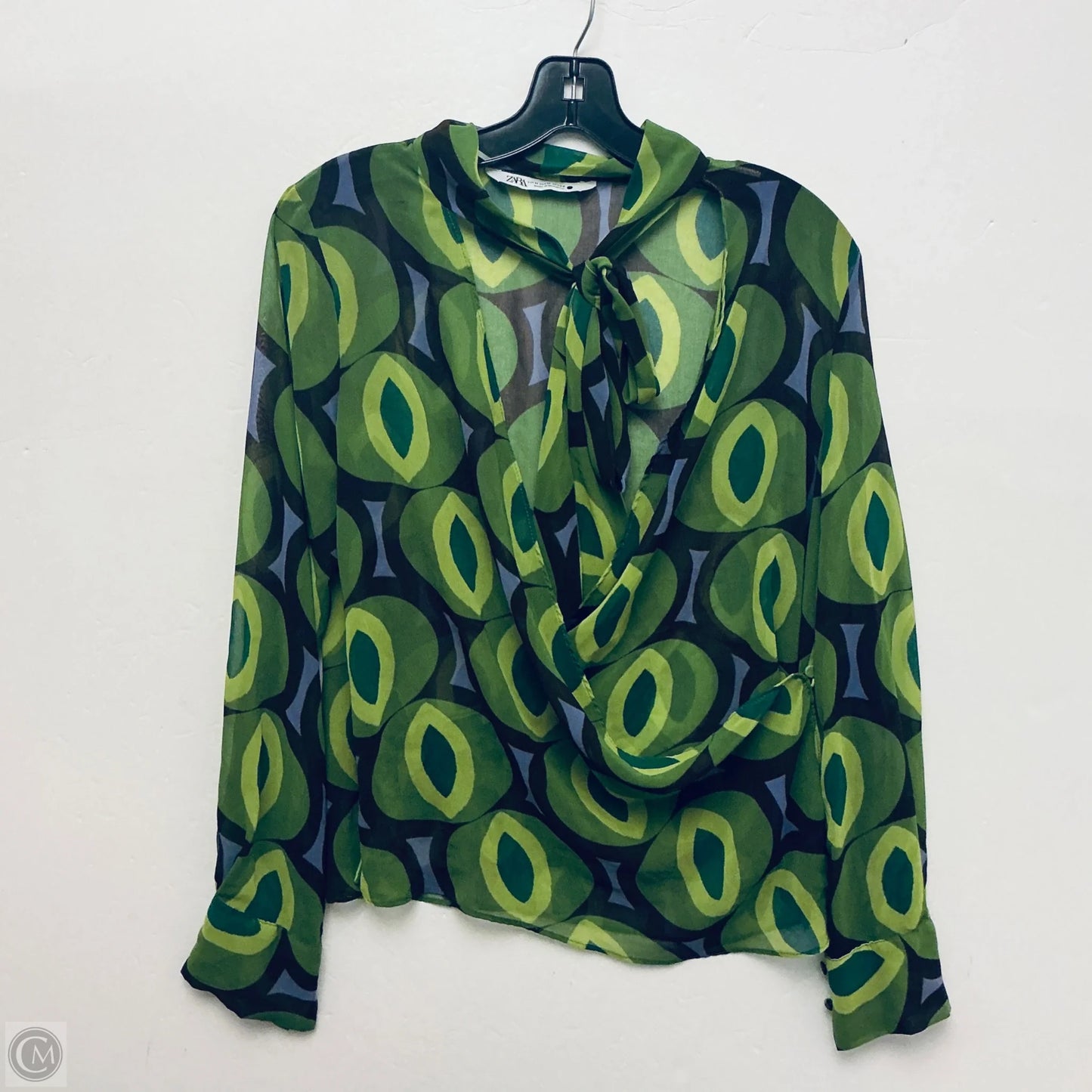 Top Long Sleeve Basic By Zara In Green, Size: M