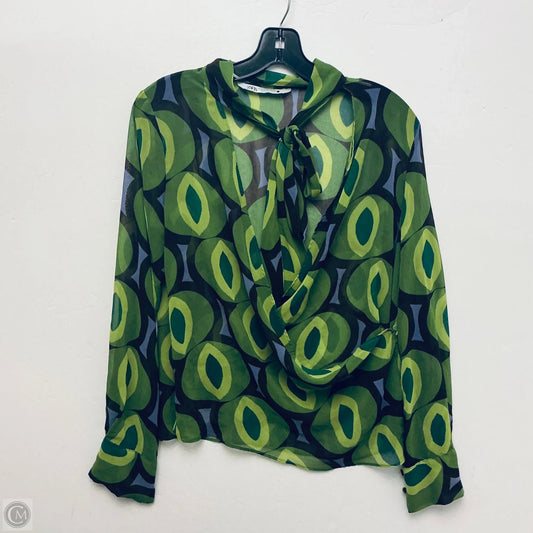 Top Long Sleeve Basic By Zara In Green, Size: M
