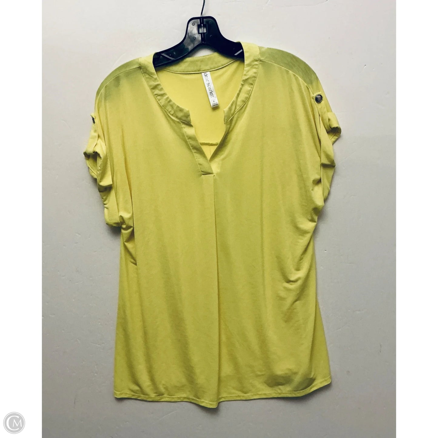 Top Short Sleeve Basic By Dear Scarlett In Yellow, Size: L