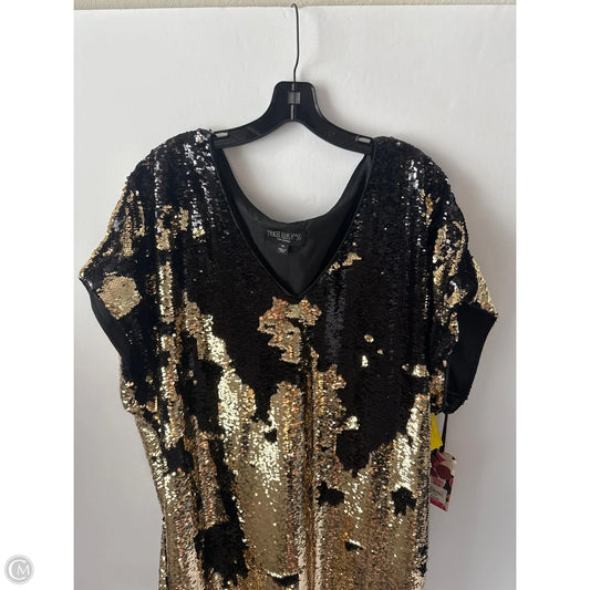 Dress Party Midi By Clothes Mentor In Black & Gold, Size: 1x