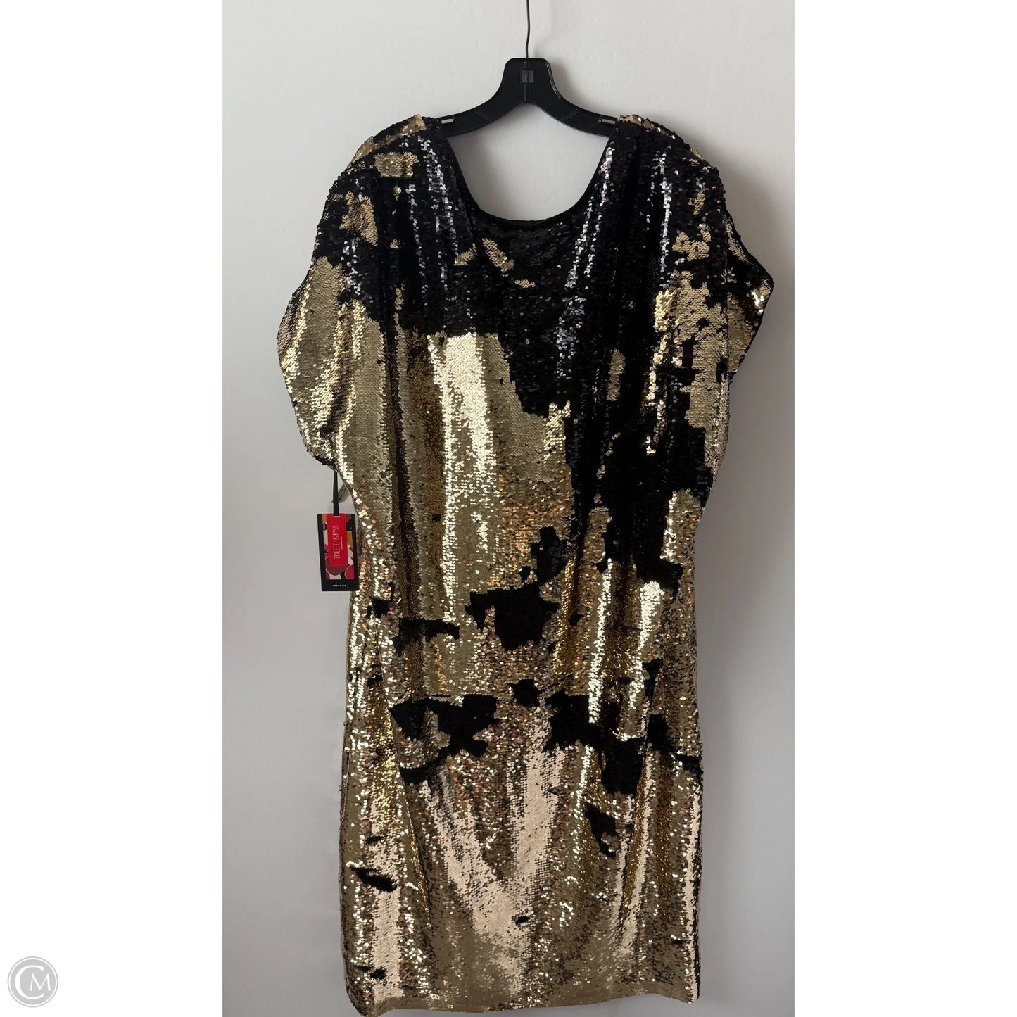 Dress Party Midi By Clothes Mentor In Black & Gold, Size: 1x
