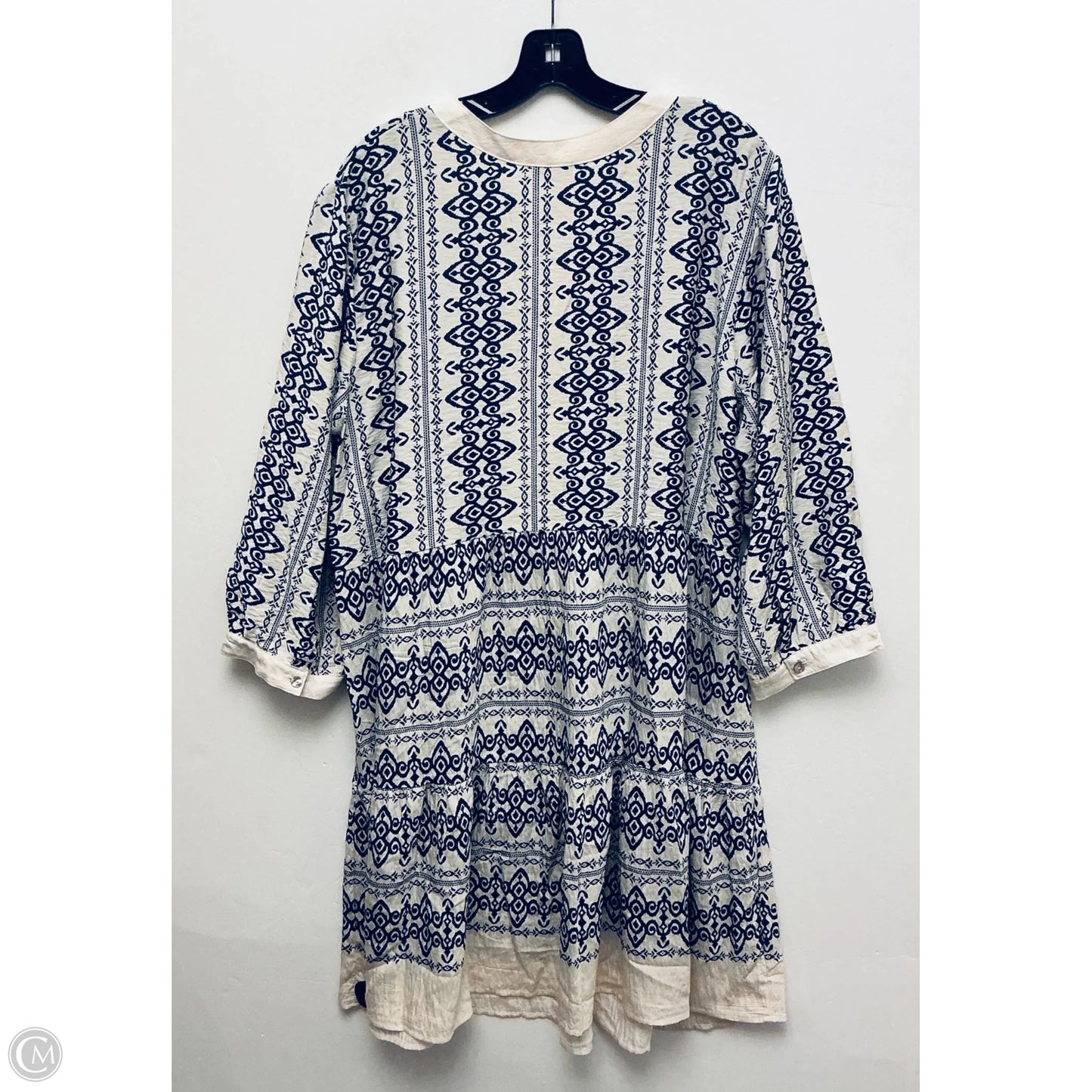 Dress Casual Short By Figuero & Flower In Blue & White, Size: 3x