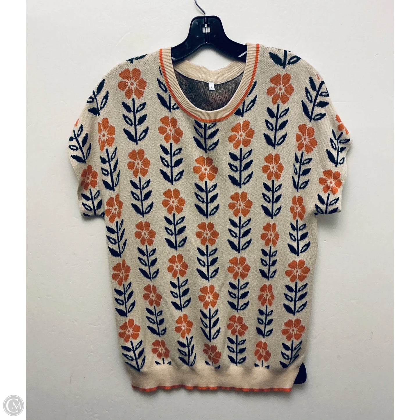 Sweater Short Sleeve By Clothes Mentor In Floral Print, Size: L