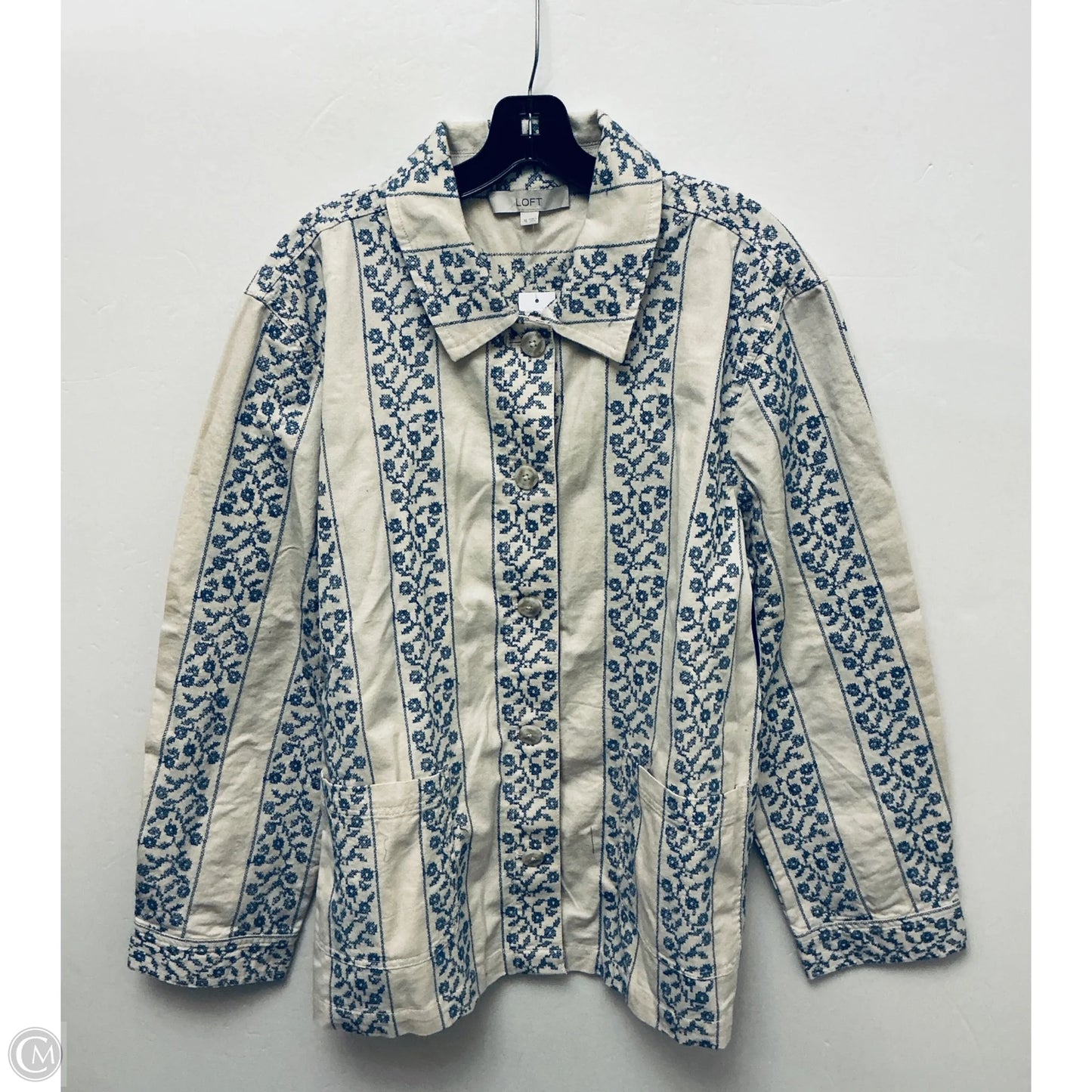 Jacket Shirt By Loft In Tan Denim, Size: Xl