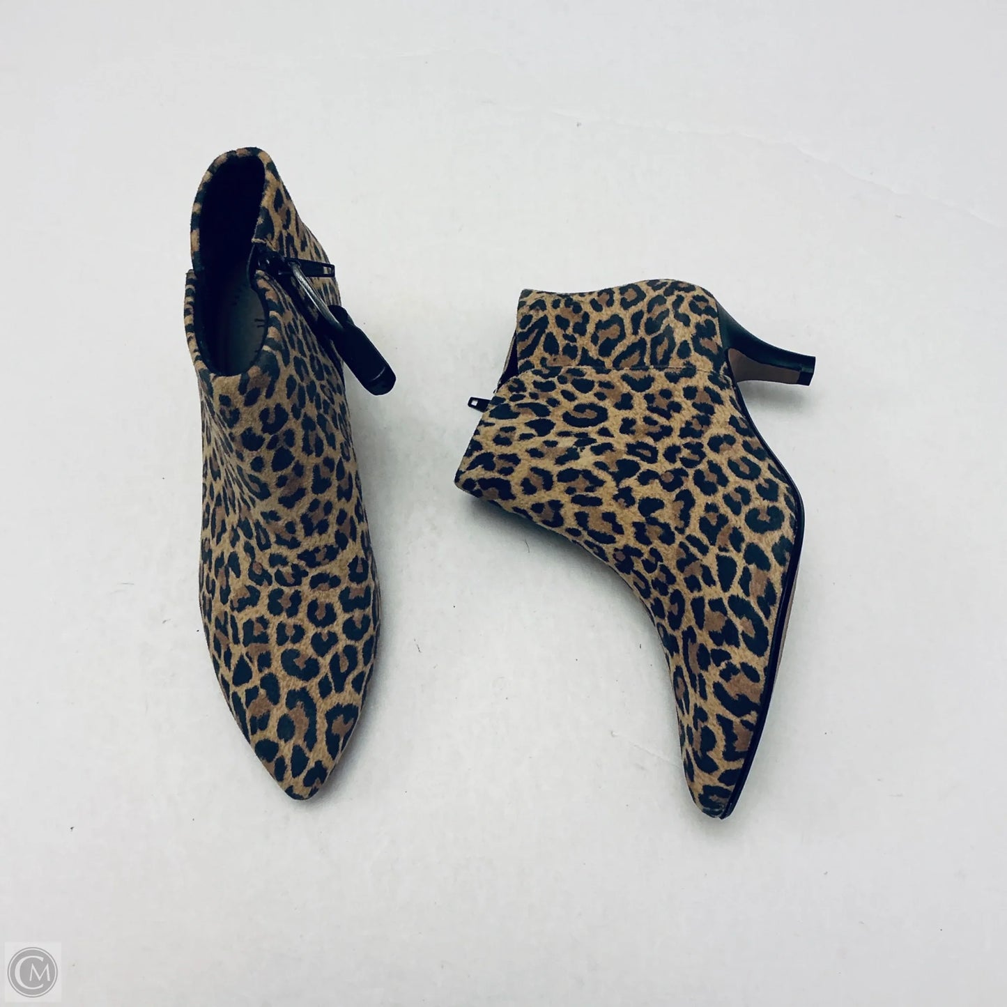 Boots Ankle Heels By Clarks In Animal Print, Size: 5.5