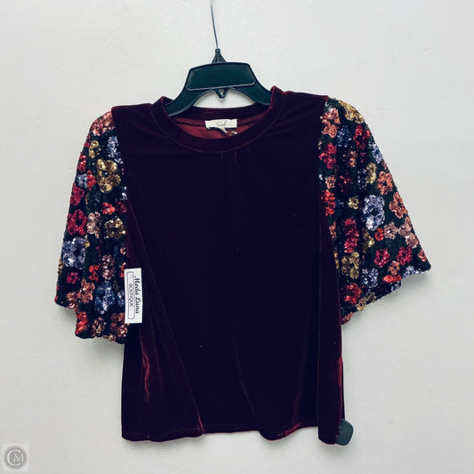 Top Short Sleeve By Easel In Maroon, Size: S