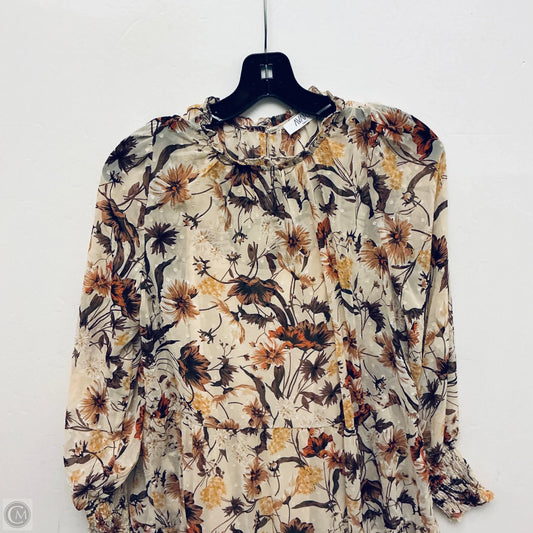 Dress Casual Short By Avara In Brown & Cream, Size: S
