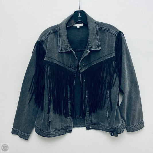Jacket Denim By Vervet In Black Denim, Size: L