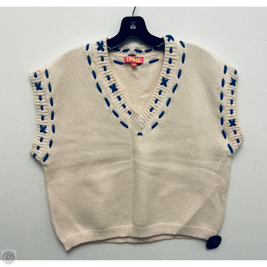 Sweater Short Sleeve By Thml In Cream, Size: S