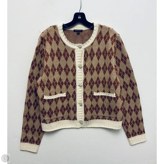 Sweater Short Sleeve By Skies Are Blue In Brown & Cream, Size: L
