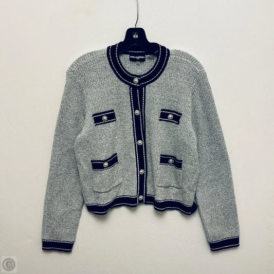 Sweater Designer By Karl Lagerfeld In Black & Grey, Size: M