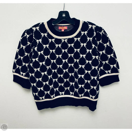 Sweater Short Sleeve By Thml In Blue & Cream, Size: Xl