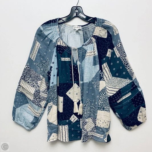 Top Long Sleeve By Wonderly In Blue, Size: L