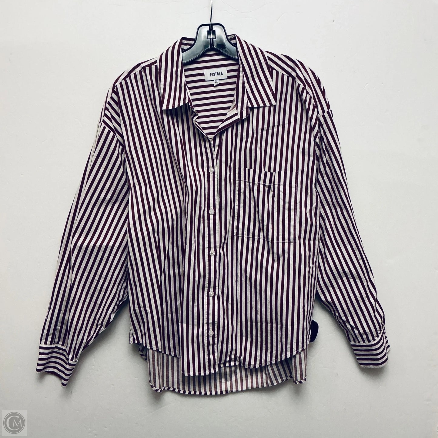 Top Long Sleeve By Pistola In Striped Pattern, Size: M