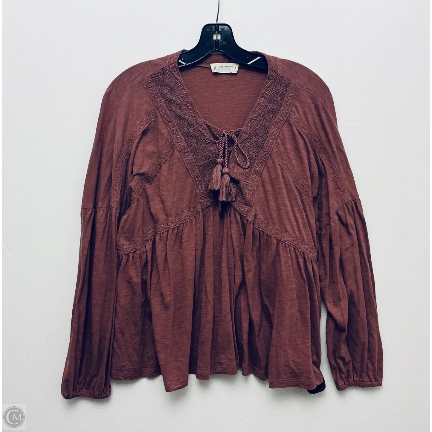 Top Long Sleeve By Lucky Brand In Maroon, Size: M