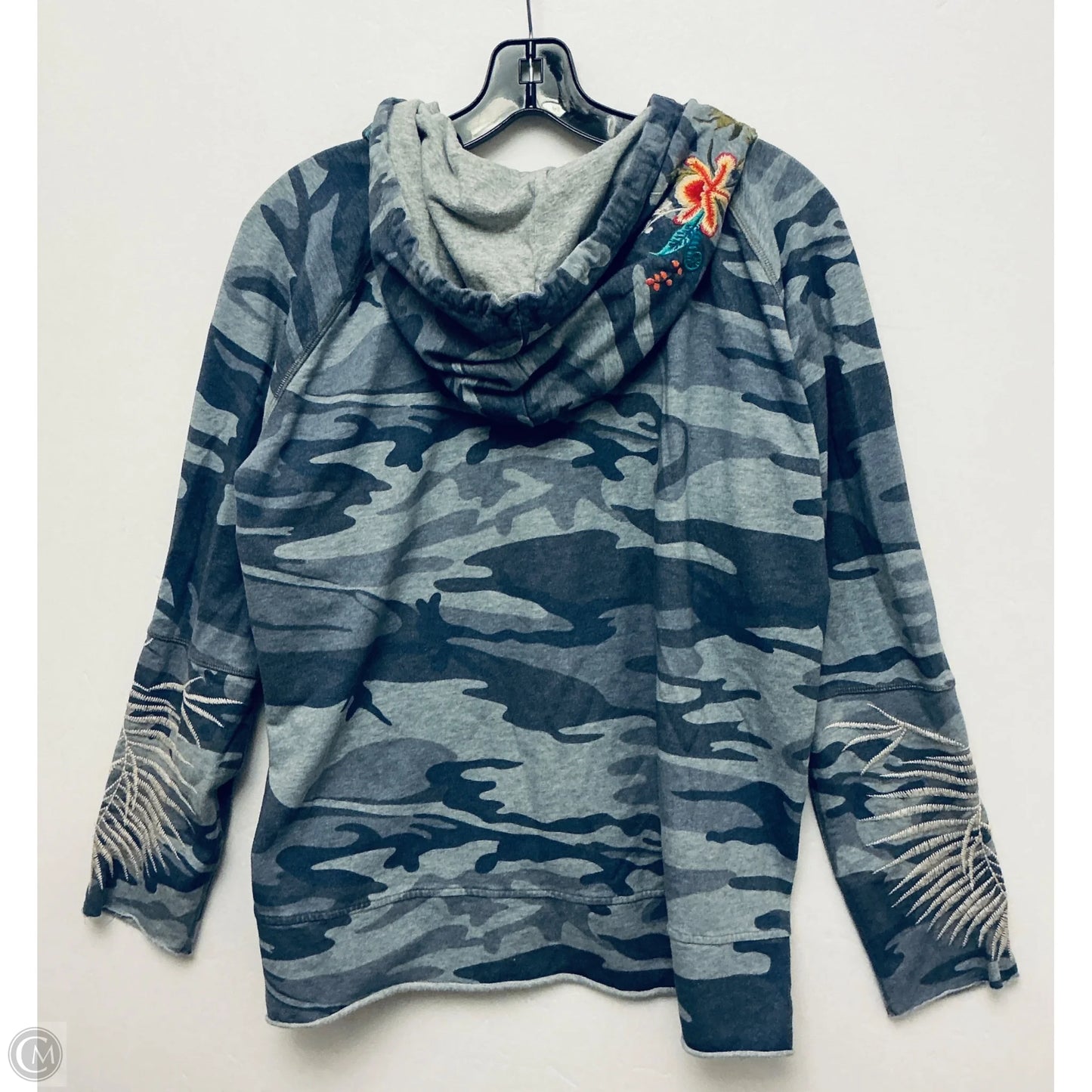 Sweatshirt Hoodie By Johnny Was In Grey, Size: L