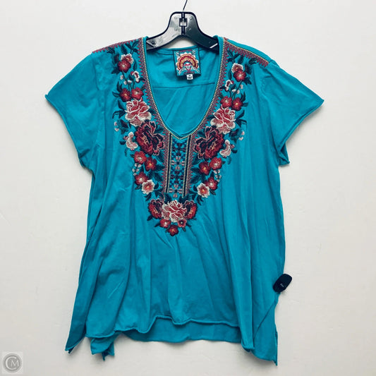 Top Short Sleeve By Johnny Was In Blue, Size: M